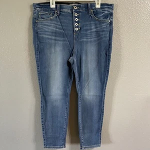 Jeans Torrid Bombshell Talla 18XS Extra Corto Tobillo Azul Cintura Alta Botón Mosca - Imagen 1 de 9