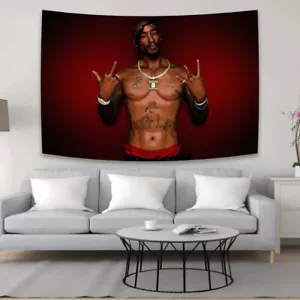Tupac Shakur Hip Hop Rapper 2pac Fabric Tapestry Wall Art Hanging Banner 36x60'' - Picture 1 of 15