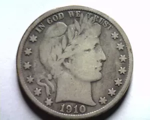 1910-S MEDIO DÓLAR BARBERO FINO/MUY FINO EN MUY BUEN ESTADO BONITAS MONEDAS ORIGINALES BOBS - Imagen 1 de 2