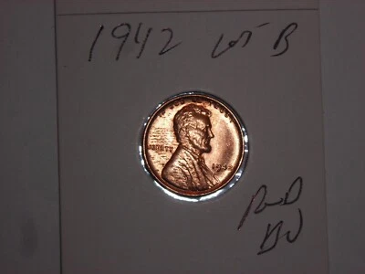 Centavo de trigo 1942 Lincoln rojo Bu 1942-P sin circular rojo brillo lote #B Foto 1 de 3