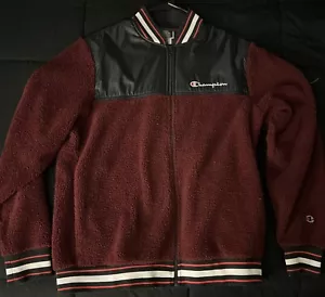 Champion Fleece Sherpa Jacket Maroon Large - Picture 1 of 2