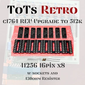 Commodore 1764 REU RAM Erweiterung 512k Upgrade Kit 16-polig DIP mit Steckdosen GETESTET!! - Bild 1 von 1