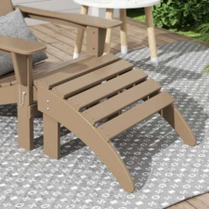 All-Weather Poly Outdoor Patio Adirondack Chair OttomanFoldable Weathered Wood - Picture 1 of 5