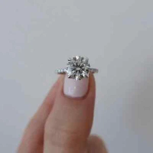 2 kt Rundschliff echter Moissanit Solitär Verlobungsring 14 Karat Weißgold plattiert - Bild 1 von 3