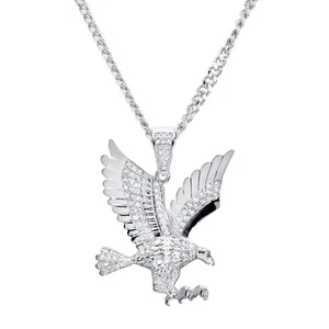 Collar colgante de cadena de 20" enchapado en plata helada para hombre CP 13585 S - Imagen 1 de 4