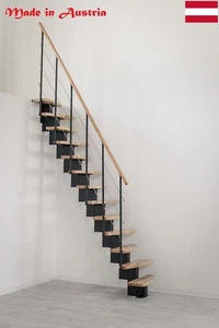 Indoor Space-Saving Straight Staircase Kit Central Stringer Beech Alternate Step - Picture 1 of 24