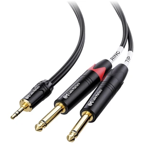 3.5Mm TRS to Dual 6.35Mm TS Breakout Cable 6 Ft, 1/8 to 1/4 Stereo Cable, Y S... - Picture 1 of 12