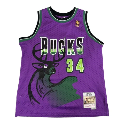 Milwaukee Bucks Ray Allen Mitchell & Ness 1996-97 Youth Jersey Size Large Purple Cover