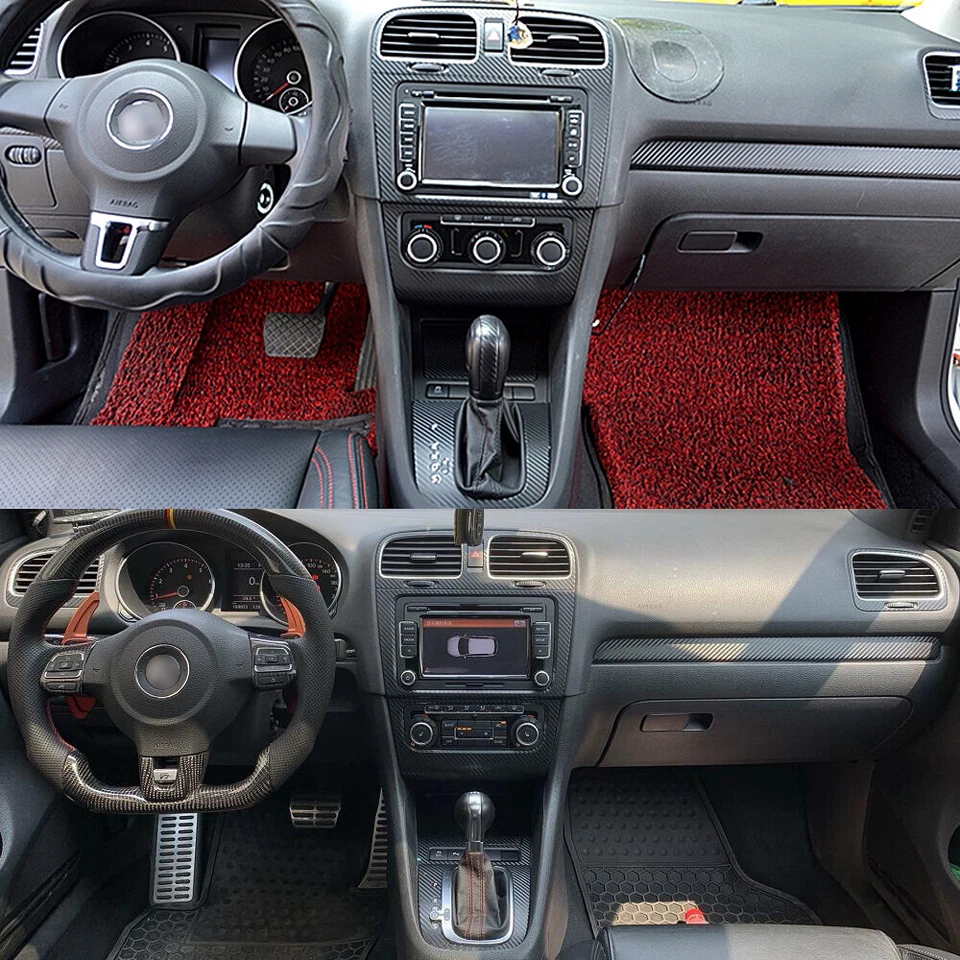 For Volkswagen Golf 6 2008-13 5D Carbon Fiber Pattern Interior DIY Trim Decals - Imagem 1 de 4