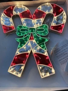 Vtg Home Accents Holographic Indoor/Outdoor Christmas Candy Canes Light Up - Picture 1 of 12