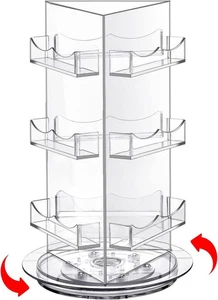 Sticker Display Rotating Display Stand Clear Business Card Holder Acrylic 3 Tier - Picture 1 of 3