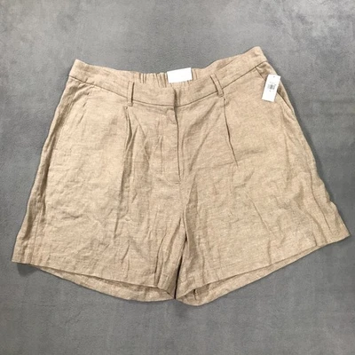 Old Navy Linen Blend Shorts Womens Extra Large Beige Chambray Cottage Preppy NEW - Image 1 of 4