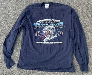 2007 NFL New England Patriots Undefeated Season 16-0 Long Sleeve Blue Shirt L - Picture 1 of 5