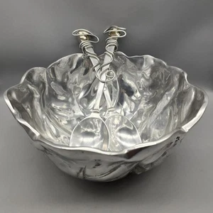 Tazón de hoja de repollo de 12" de aleación de aluminio de 3 piezas, 2 cucharas para servir, metal Art Mex - Imagen 1 de 12