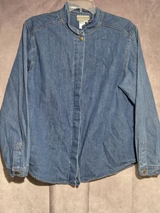 Vintage Coldwater Creek Jeansbluse Langarm Baumwolle Knopfleiste 14P - Bild 1 von 8