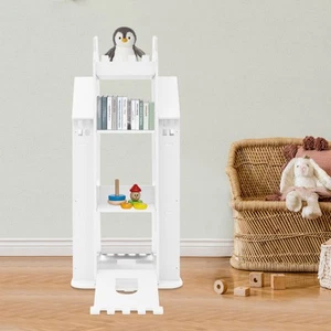 Rotating Children's Bookshelf,Book Display Shelf, Floor Standing Bookshelf White - Picture 1 of 15