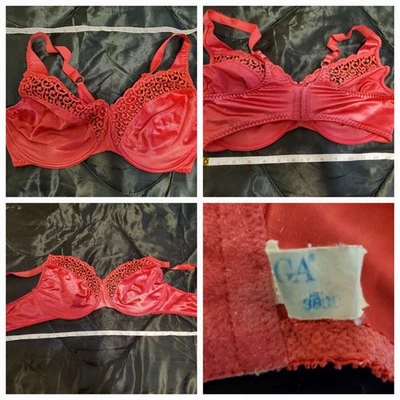 Sujetador con aros vintage satinado bordado 38dd Olga rojo Foto 1 de 4