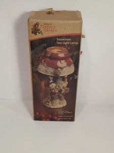 NEW-IN BOX Kirkland's-Potter's-Garden-Ceramic-Snowman-Tea-Light-Lamp - Picture 1 of 6