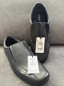 Next Boys Smart Black Shoes Formal School Shoes Slip On UK5 Brand new With tags - Picture 1 of 10