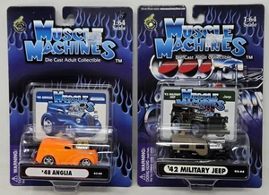 Lote De 2 Muscle Machunes ’48 Anglia Naranja '43 Jeep Militar Paquete Nuevo - Imagen 1 de 5