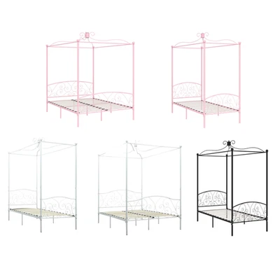 Himmelbett-Gestell Bettgestell Singlebett Gästebett Bettrahmen Metallbett Metall - Bild 1 von 4