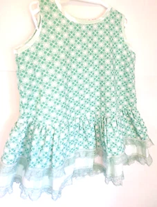 Vintage Little Girl 3T. Sun Dress Green Ruffle Vintage Fabrics, Linens, Lace - Picture 1 of 12