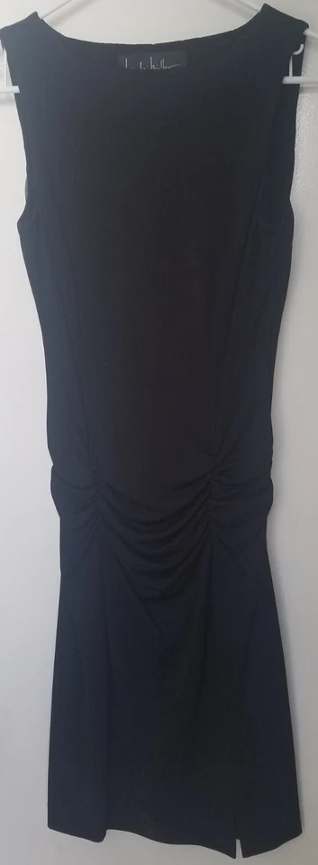 Vestido negro sin mangas acanalado talla 6 Nicole Miller para mujer Foto 1 de 3
