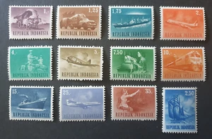 1964 INDONESIA ASIA SET DEFINITIVES TRANSPORT AIRPLANE BOAT CAR TRAIN VF MNH - Picture 1 of 1