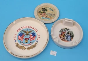 ThriftCHI ~ (3) Vintage Ashtrays - Bicentennial Ceramic, + Souvenirs - Picture 1 of 7