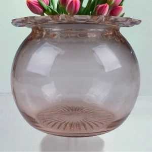 Vintage Old Colony Blush Pink Depression Glass Vase - Picture 1 of 5