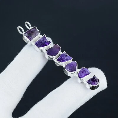 Ametista Grezzo Ciondolo a Mano 925 Argento Sterling Gioielli Per Birthday Gifts - Immagine 1 di 4