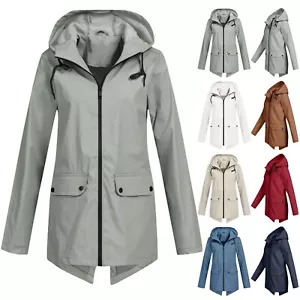Plus Size Womens Waterproof Raincoat Ladies Outdoor Wind Rain Forest Jacket - Picture 1 of 33