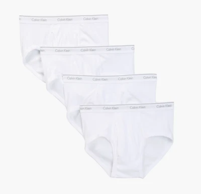 Calvin Klein 4 Pack Classic Fit 100% Cotton  Underwear Briefs White - Image 1 of 4