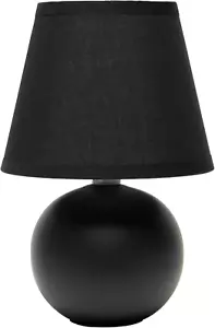 LT1196-BLK 8.66" Chic Little Globe Ceramic Table Lamp with Matching Tapered Shad - Picture 1 of 12