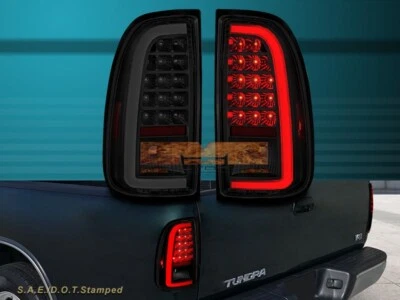 Ajuste para 2000-2006 TOYOTA TUNDRA LANTERNAS TRASEIRAS DE CABINE DE ACESSO PADRÃO LED PRETO FUMAÇA - Imagem 1 de 4