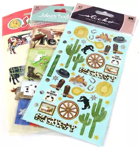 Western & Cowboy Stickers Set of 3 New in Package 62 Stickers Total Cows Texas - Picture 1 of 6