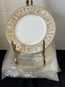 WEDGWOOD FINE BONE CHINA FLORENTINE GOLD (W4219) SALAD PLATES W DRAGONS SET 10 - Picture 1 of 6
