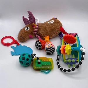 Baby Toy Lot Lamaze Rattles Teething Sensory Silicon Keys Clips Reindeer Animal - Picture 1 of 16