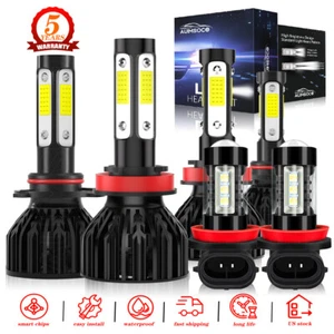 9005 H11 H11 LED Headlight+Fog Light Super Bright Bulbs Kit 8000K White High Low - Picture 1 of 13