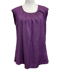 Vintage Citron Purple Popcorn Textured Silk Sleeveless Blouse sz L Classic Cali - Picture 1 of 10
