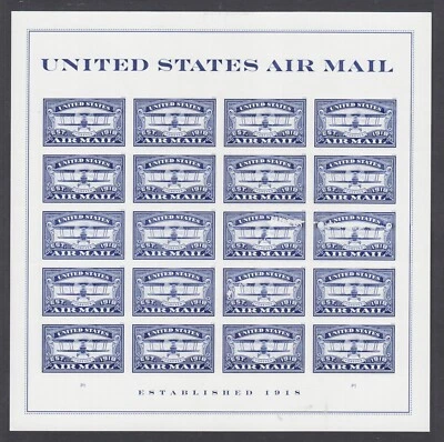 US Sc 5281 MNH. 2018 blue AIR MAIL forever sheet with plate or ink flaw, VF - Image 1 of 2