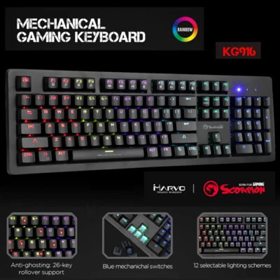 LED Gaming Mechanical Keyboard RGB Backlit USB Wired 104 Keys Blue Switch - image 1 of 4