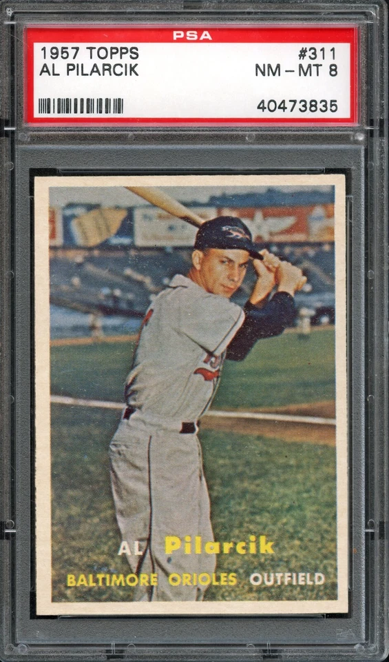 BB - 1957 Topps - #311 - Al Pilarcik - PSA 8 - NM-MT - Image 1 of 2