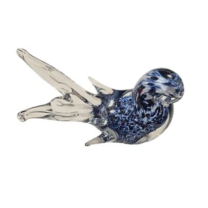 Murano Glass Sparrow Blue Speckled Glittery Bird Paper Weight Italy Figurine  - Picture 1 of 10