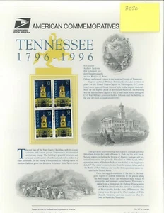 USPS COMMEMORATIVE PANEL #487 TENNESSEE STATEHOOD #3070 - Picture 1 of 1