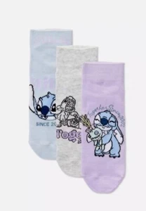 Primark Disney 3Pack Lilo and Stitch Sneakers Socks New Onesize - Picture 1 of 7