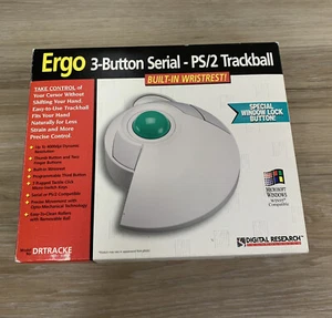 Digital Research Technology Ergo 3-Button Serial PS/2 Trackball Mouse DRTRACKE - Picture 1 of 8