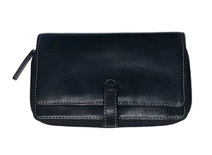 VINTAGE LEVENGER BLACK LEATHER CALFSKIN CREDIT CARD WALLET WALLETINI  - Picture 1 of 5