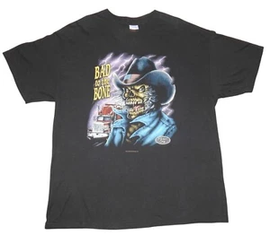 Vintage Bad To The Bone Truckers Only T-Shirt Adult XL 1990’s Thunder Skull 3D - Picture 1 of 7