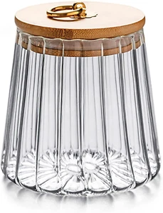 Glass Coffee Nuts Canister Airtight Storage Jar Petal Decorative Container with  - Picture 1 of 12
